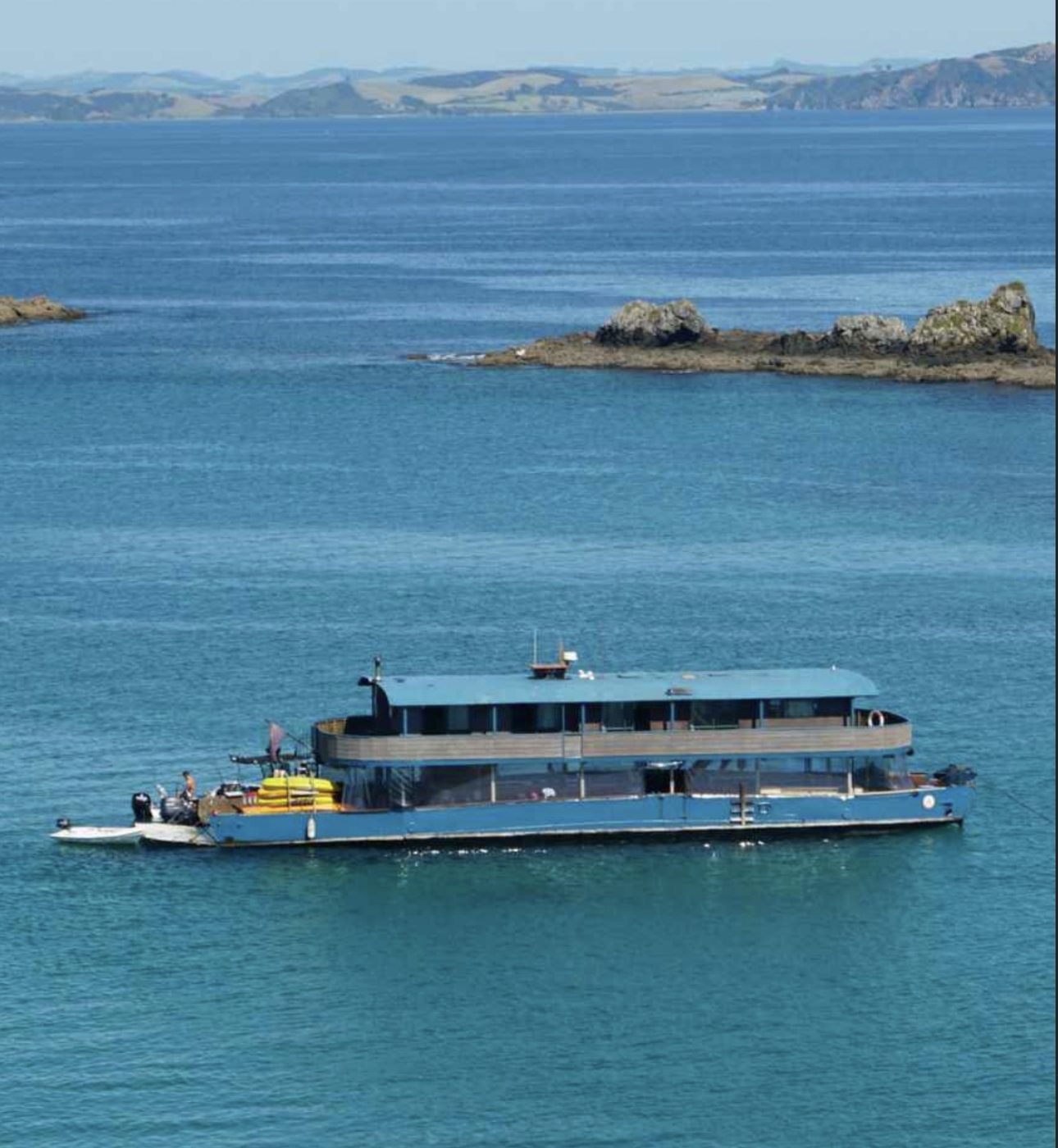 The Rock The Boat vessel anchored in the Bay of Islands