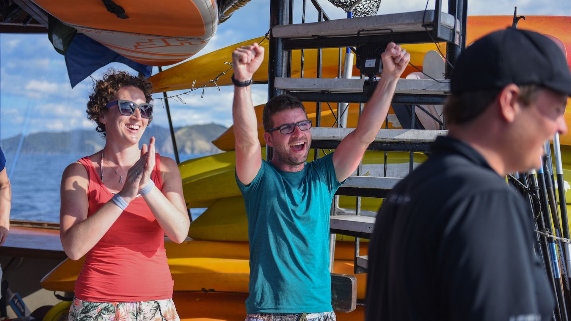 fun times cruising toward palm beach- Rock the boat adventure cruise new zealand