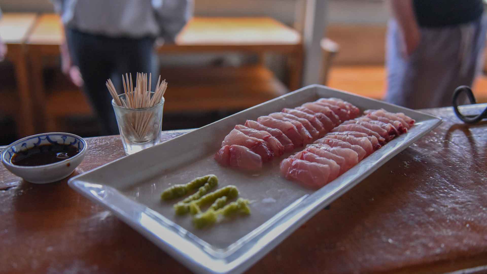 sashimi for dinner at the rock adventure cruise