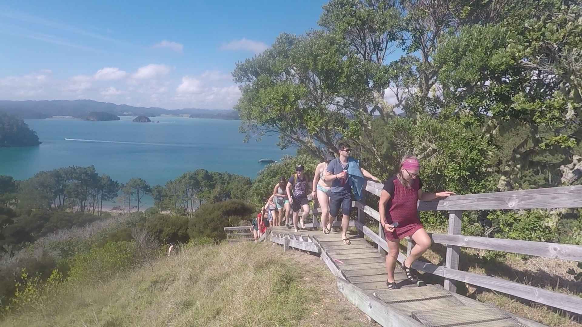 walking to top of motuarohia