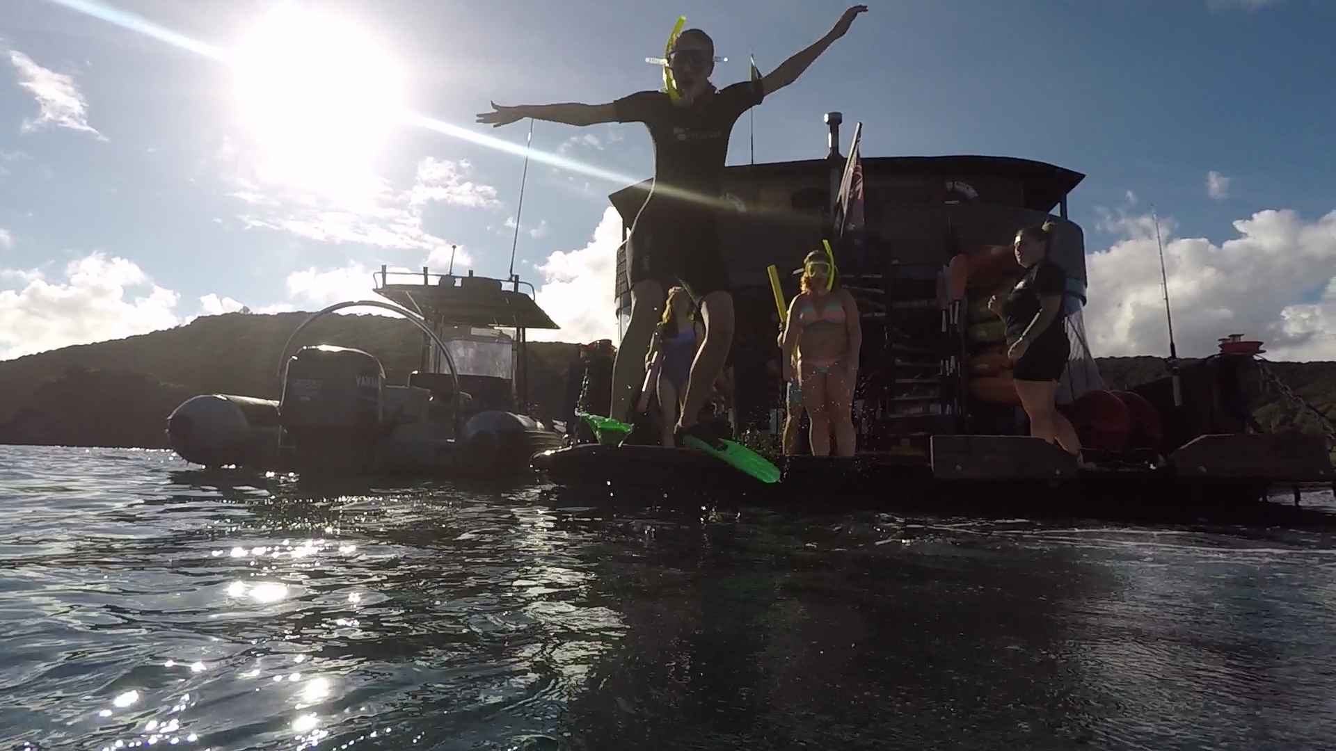 A guest ready to dive and snorkel in Palm Beach, Bay of Islands.