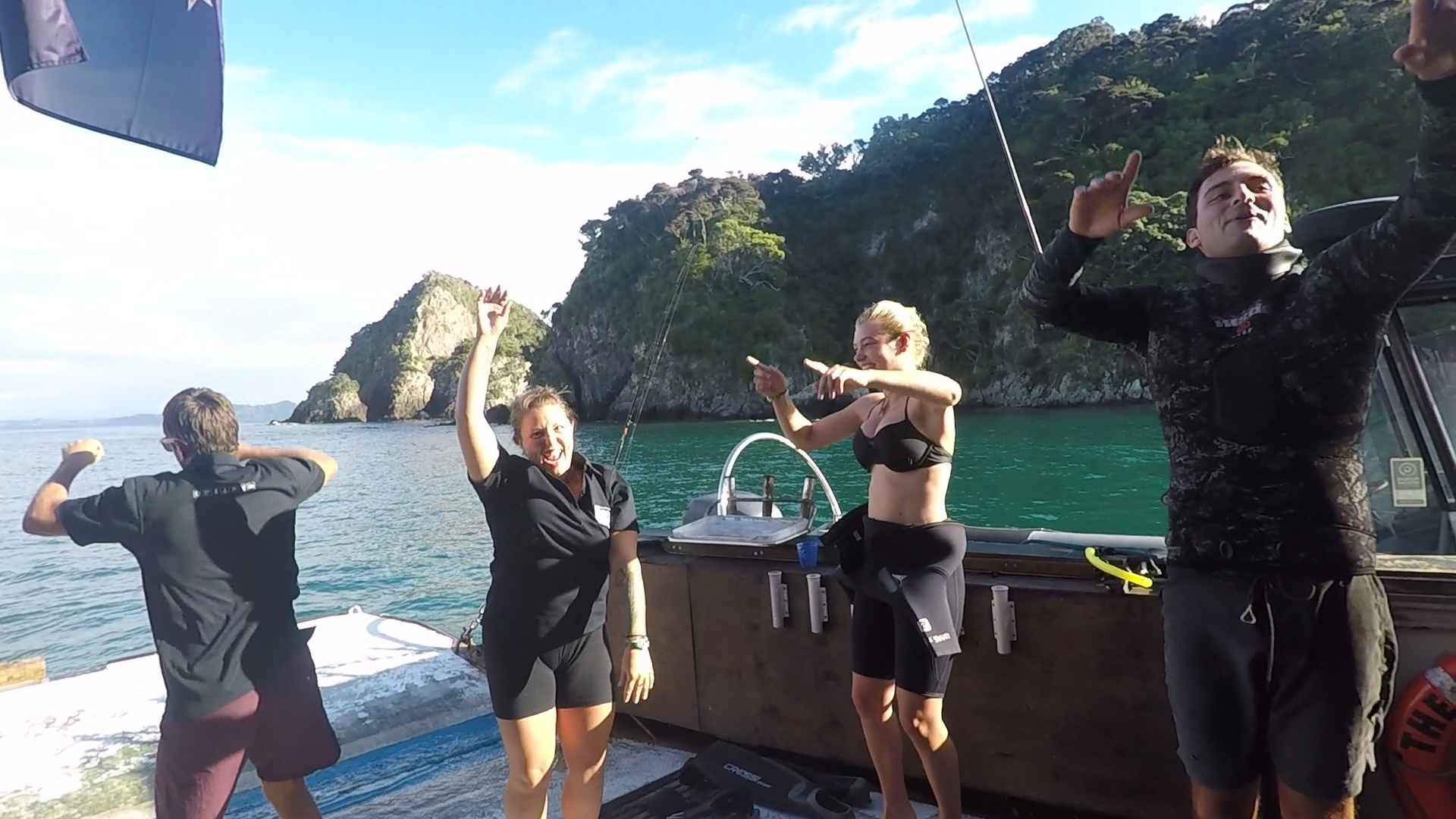 The rock crew having fun while fishing at the Bay of Islands