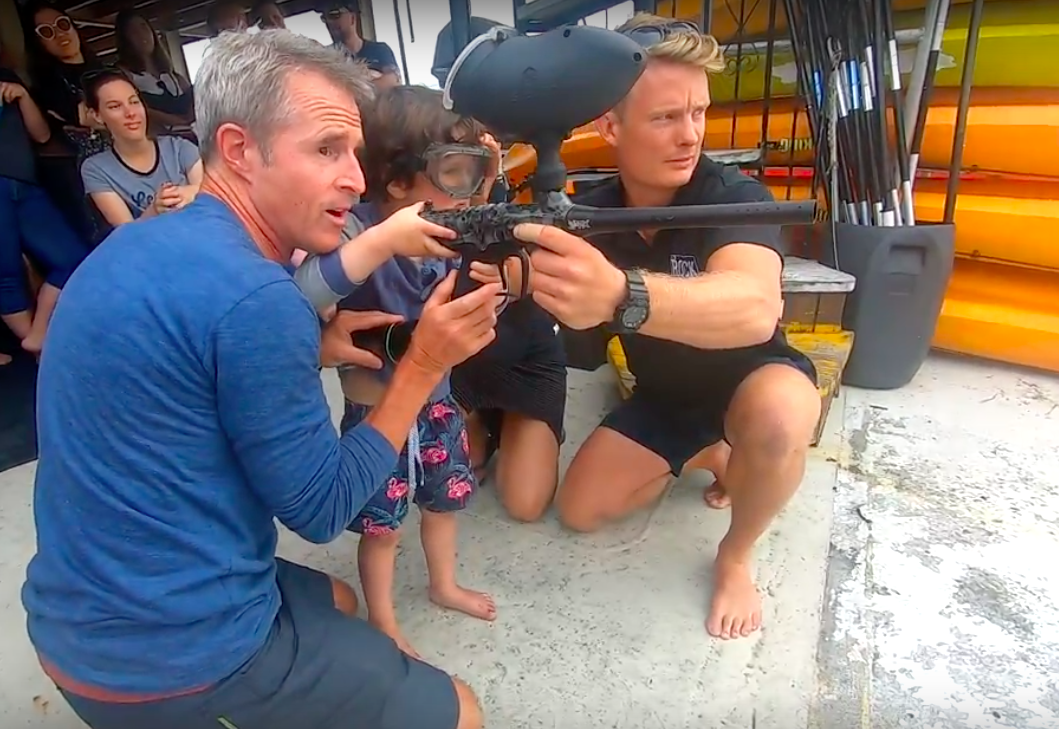 children tried target shooting at the rock adventure cruise