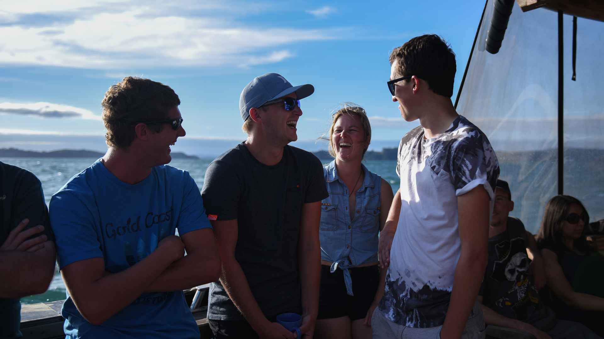 guys chilling at the deck at the Rock NZ