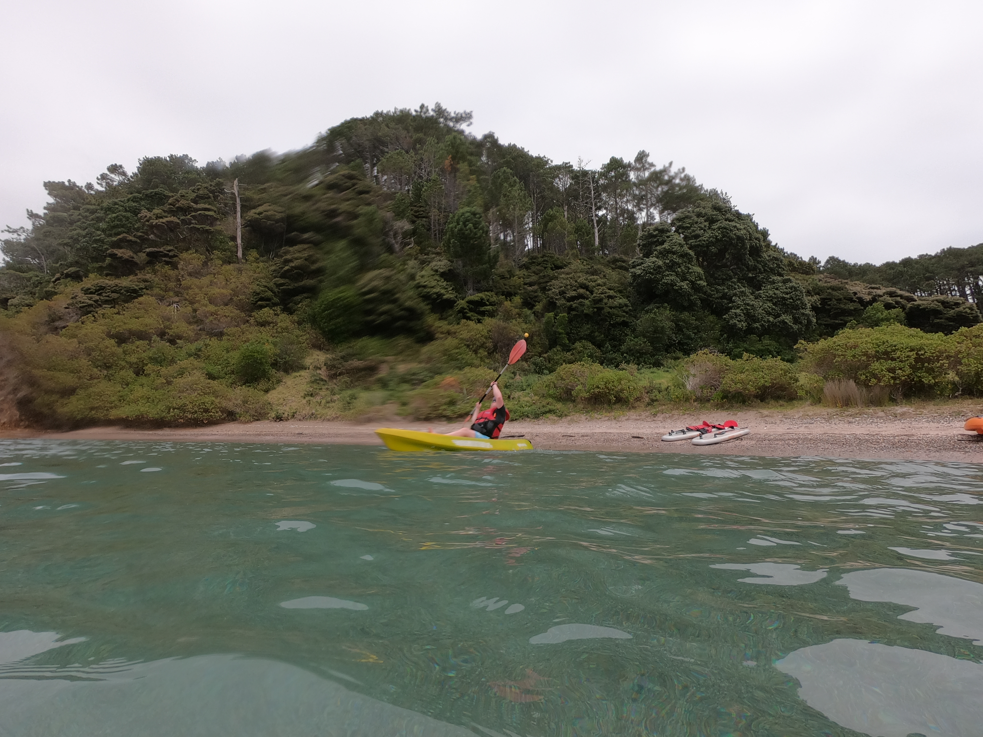 gloomy paddle boarding