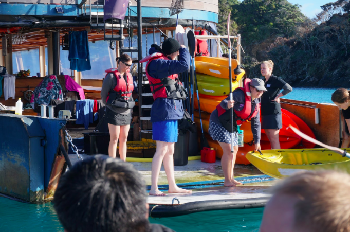 Guests at The Rock NZ getting the paddle boats