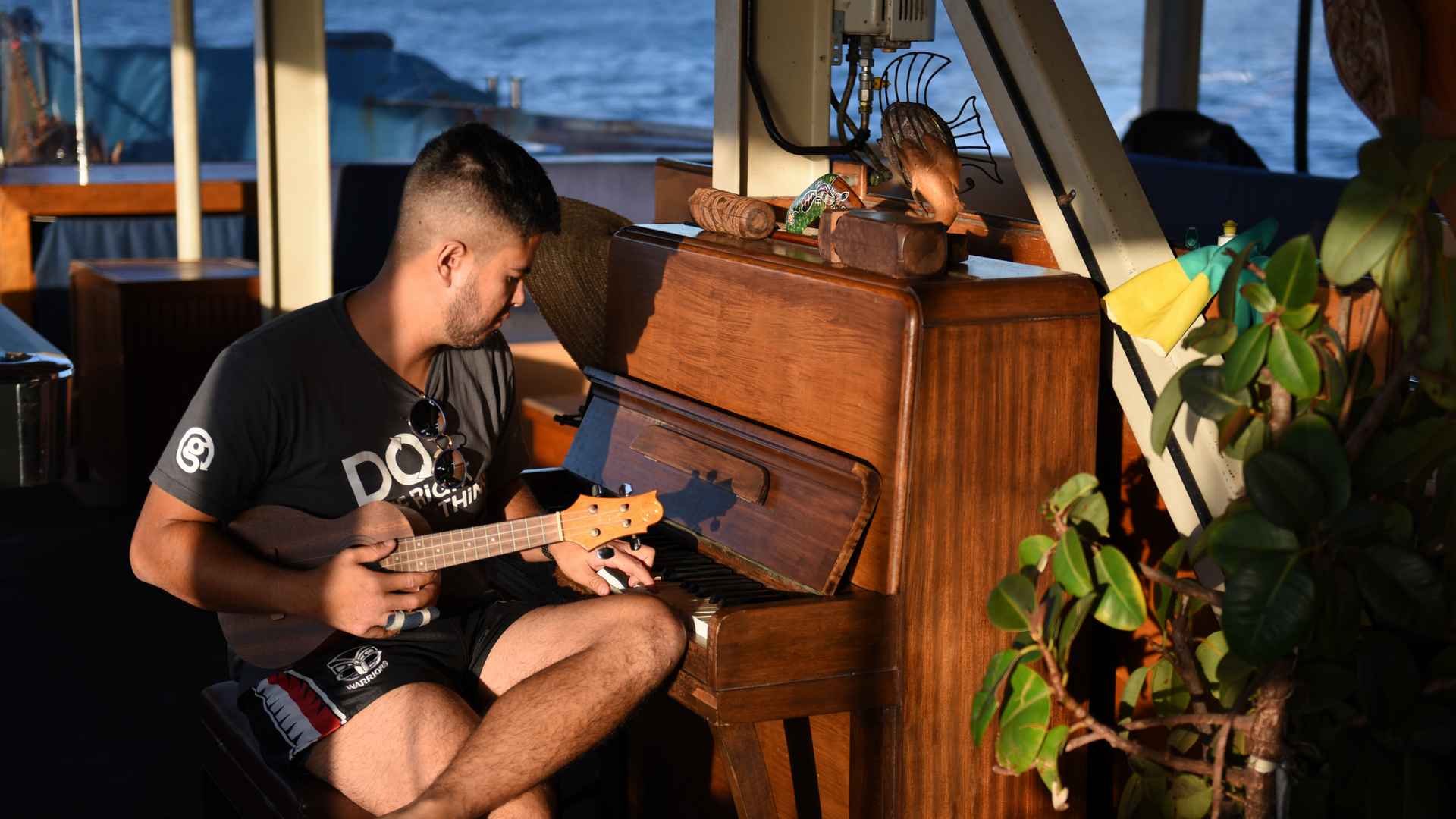 guitar playing at the rock adventure cruise