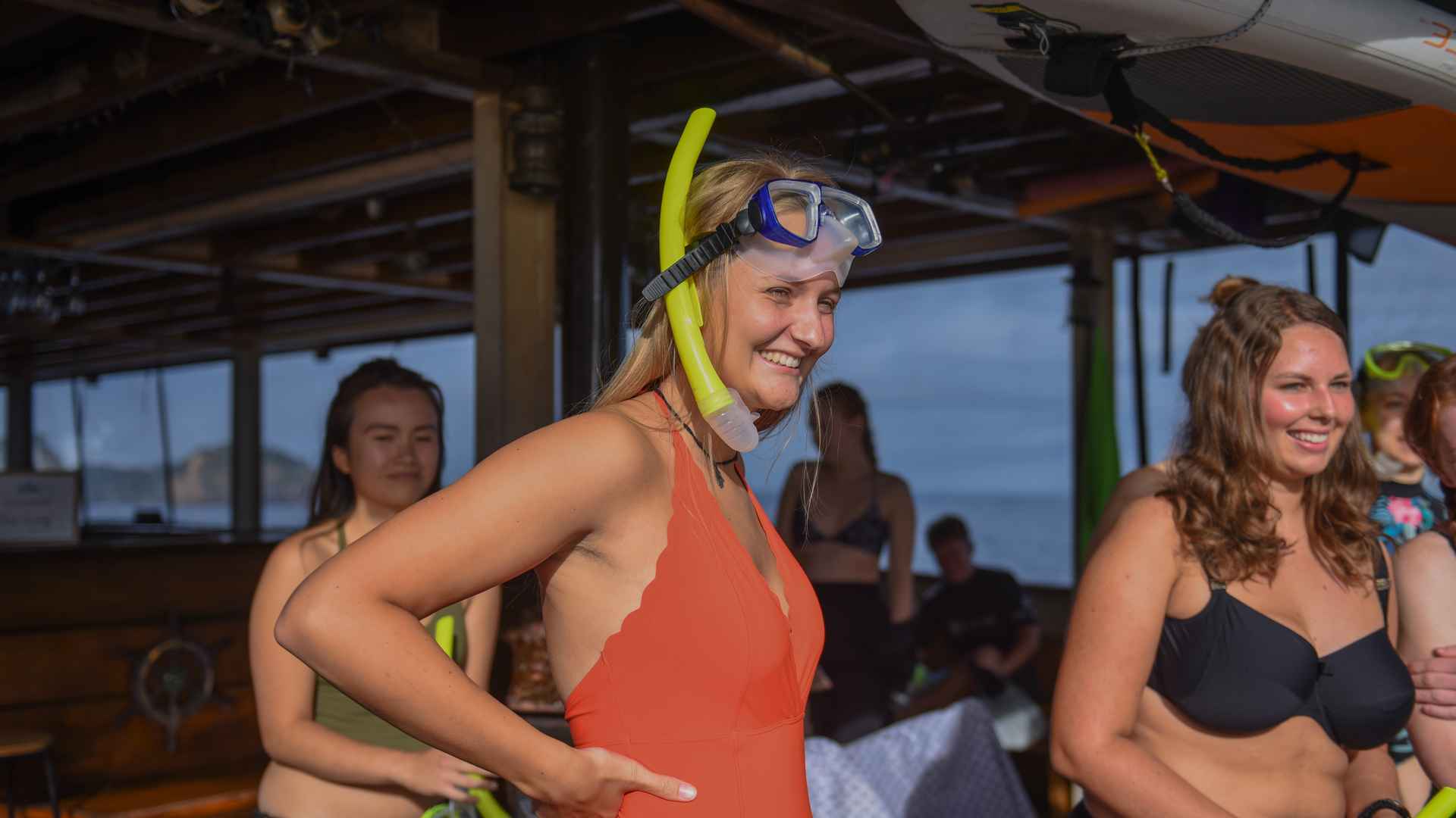 preparing to snorkel at the bay of islands